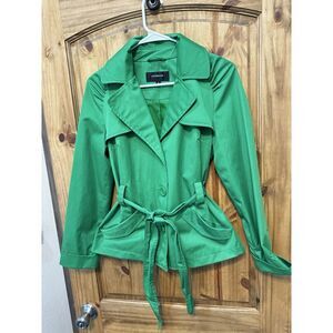 Colebrook Women's Trench Spring Fall Jacket Green Business Casual Size S